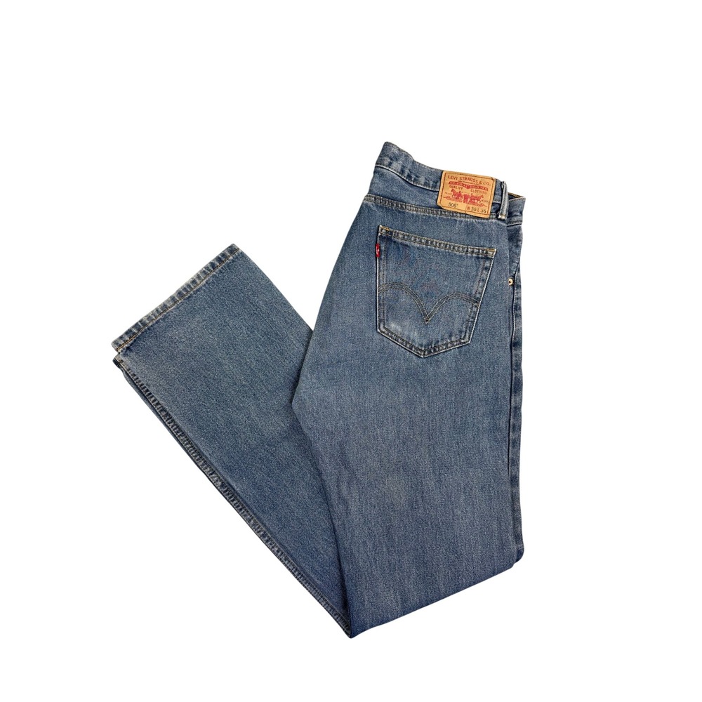 Levis 505 Straight Fit Mens Blue Denim Jeans Medium Wash 36x36